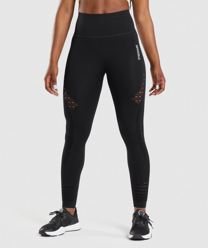 Legginsy Gymshark Energy Seamless Damskie Czarne | PL 014GLO